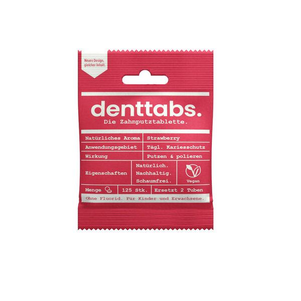 DENTTABS Strawberry (125 Stück) - in den Varianten mit und ohne Fluorid von Denttabs