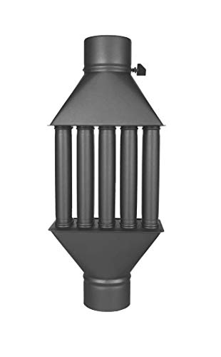 Abgaswärmetauscher Warmlufttauscher Rauchgaskühler 130mm schwarz Rauchrohr Ofenrohr Kaminrohr Energie sparen Leichte Reinigung Einfacher Einbau Abgasrohr 5 Rohre Dämpfer aus Stahlblech von Denvel
