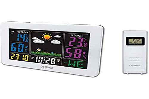 Denver Wetterstation 'WS-540' mit Außensensor, Alarmfunktion und Farbdisplay, sowie Messung von Temperatur und Luftfeuchtigkeit, weiß von Denver