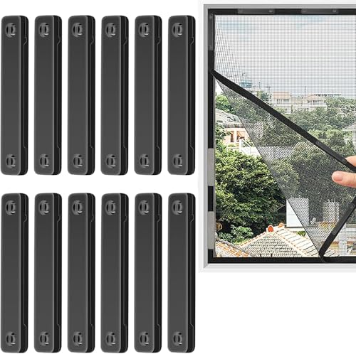 12 Stück Fliegengitter Fenster Magnet Clips Magnete für Fliegengitter Magnetbefestigung Fliegengitter-DIY Magnet Fliegengitter Fenster ohne Bohren für Küche Wohnzimmer Balkon (12PCS-Schwarz) von Denxahao