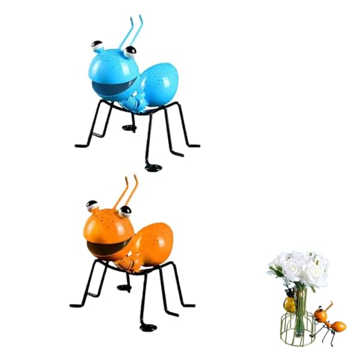 2 Stück Bunten Metall Ameise Dekoration Gartendeko Metall-Skulptur, Garten Ameisedeko Set, Gartenfigur Ant Ornament Bunte Cute Insect für Innen draußen Hof und Balkon Dekoration (B-2PCS) von Denxahao