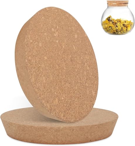 2 Stück Flaschenverschlüsse Aus Kork Korkstopfen Natürliche Weiche Holzstopfen Flaschenkorken Holzkorkendeckel für Glasflaschen Weinflaschen Karaffen Keramik, 3cm Dick (140x120mm) von Denxahao