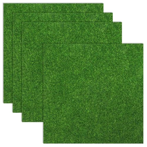 4 Stück Kunstrasenmatte Kunstrasen Realistischer Gartenrasen künstliche Gartenrasenmatten Mikrorasen Rasenteppich für Miniatur-Gartenornamente, DIY-Garten & Landschaftsgestaltung (4PCS-20 x 20cm) von Denxahao