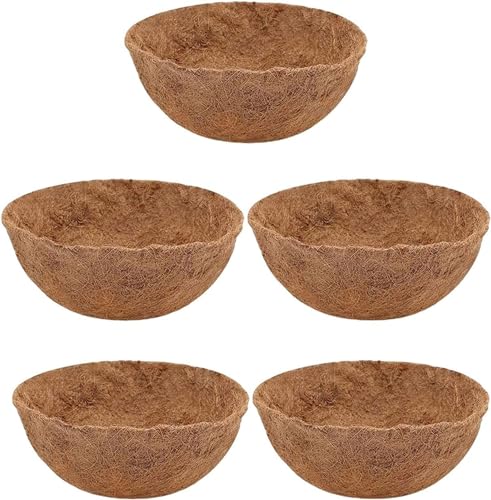 5 Stück Kokoseinlage Runde Kokosfaser Liner Outdoor Pflanzen Liner Hängende Korb Liner Ersatz Einlage Kokos-Einlage Natur für Hängemapeln Kokosmatte Hanging Basket Für Blumentopf (30cm/12zoll) von Denxahao