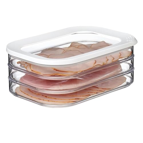 Aufschnittdosen Frischhaltedosen Aufschnittboxen für Kühlschrank und Organisation, Aufbewahrungsbox mit Deckel zur Aufbewahrung von Aufschnitt & Käse Wurst und Fleischwaren, Spülmaschinenfest (1PC) von Denxahao