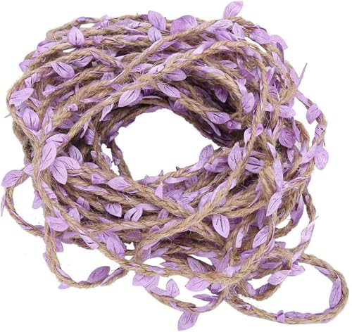 Denxahao 10m künstliche Reben Girlande Blattseil Gartendekorationszubehör Blattrebe Hanfseil Partyzubehör Blattband Verwendet für Gartenarbeit Geschenkverpackung,DIY Handwerk (Lila) von Denxahao