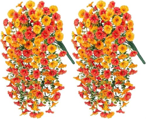 Denxahao 2 Stück Künstliche Blumen Hängend Kunstblumen Kunstpflanzen Imitationsblumen Kunstblumen Geeignet für Zuhause, Hochzeiten, Außenbereich, Hofdekoration und Wandanhänger (A-Mix) von Denxahao