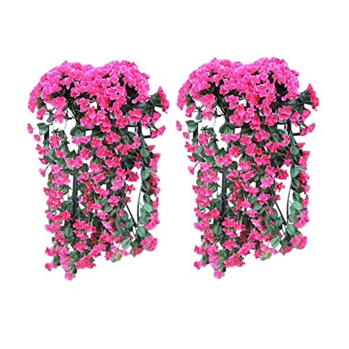 Denxahao 2 Stück Kunstblumen Veilchen Hgende Blumen Kunstblumen Hängend Künstliche Blumen an der Wand, Hängende Blumen, 85cm für Büro Zuhause Dekoration Hochzeit Party (Hot Pink) von Denxahao