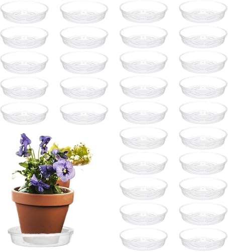 Denxahao 30 Stück Blumentopf Untersetzer Transparente Blumenuntersetzer Kunststoff Pflanzen Tropfschale Robuste Pflanzenuntersetzer Rund Blumen Tropfschale Für Innen und Außenpflanzen (20cm) von Denxahao