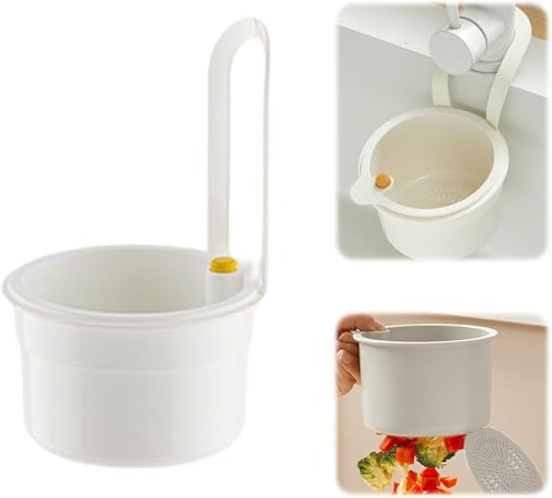 Denxahao Abflusskorb Abflussregal Küchenspüle Korb aus Kunststoff Multifunktionaler Verstellbarer Abflusskorb Spüle Abfluss Regal Runder Spüle Sieb Korb Für Gemüse Obst Küche Sieb Teesieb (Weiß) von Denxahao