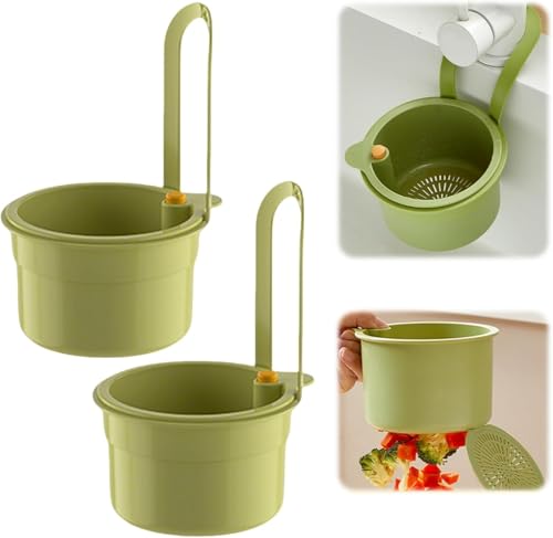 Denxahao Abflusskorb Abflussregal Küchenspüle Korb aus Kunststoff Multifunktionaler Verstellbarer Abflusskorb Spüle Abfluss Regal Runder Spüle Sieb Korb Für Gemüse Obst Küche Sieb Teesieb (2PCS-Grün) von Denxahao