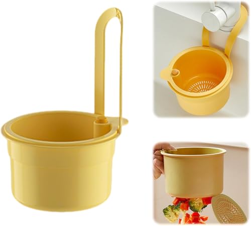 Denxahao Abflusskorb Abflussregal Küchenspüle Korb aus Kunststoff Multifunktionaler Verstellbarer Abflusskorb Spüle Abfluss Regal Runder Spüle Sieb Korb Für Gemüse Obst Küche Sieb Teesieb (Gelb) von Denxahao