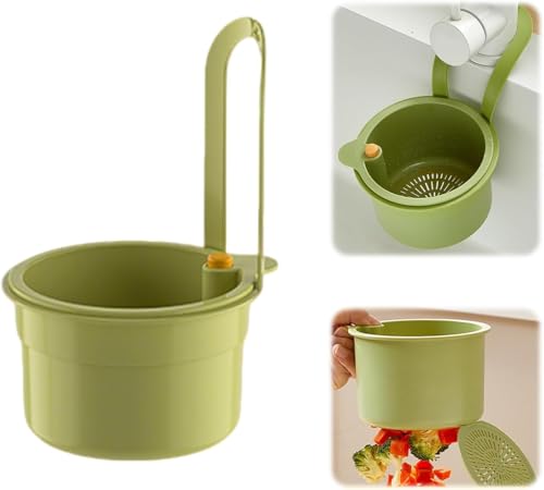 Denxahao Abflusskorb Abflussregal Küchenspüle Korb aus Kunststoff Multifunktionaler Verstellbarer Abflusskorb Spüle Abfluss Regal Runder Spüle Sieb Korb Für Gemüse Obst Küche Sieb Teesieb (Grün) von Denxahao