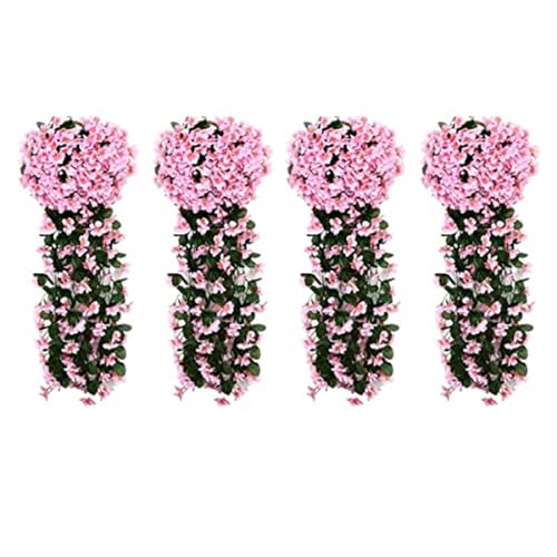 Denxahao Künstlich Hängende Blumen, Kunstblumen wie echt, Blauregen Efeublumen Glyzinien, Kunstblumen Veilchen Hgende Hängend Kunstblumen für Hochzeit Balkon Garten Dekor 90CM (4PCS/Rosa) von Denxahao