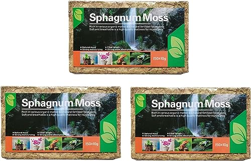 Denxahao Sphagnum Moos Wassermoos Trockenmoos Wasser Gras Substrat Orchideensubstrat Spagnummoss für Bonsai Pflanzen Orchideen Terrarium Blumenerde Zimmerpflanzen Torfmoos für Garten (3 Stück) von Denxahao