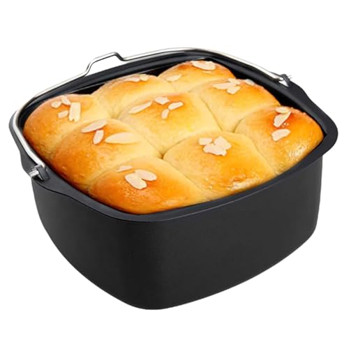 Heißluftfritteuse Zubehör Quadratische Kuchenform Backformen Fritteuse Backform Cake Pan Pizzaform Brotbackkorb Luftfritteuse Zubehör für zum Herstellen von Pommes Frites, Zwiebelringen (17.5 cm) von Denxahao