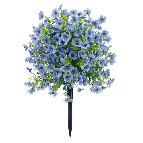 Künstliche Blumen Kunststoff Gefälschte Blumen mit Stacheln Realistischer Dekorationspflanze für Garten und Terrasse Künstliche Pflanzen -beständig für Indoor Freien Garten Vase Tisch (Blau) von Denxahao