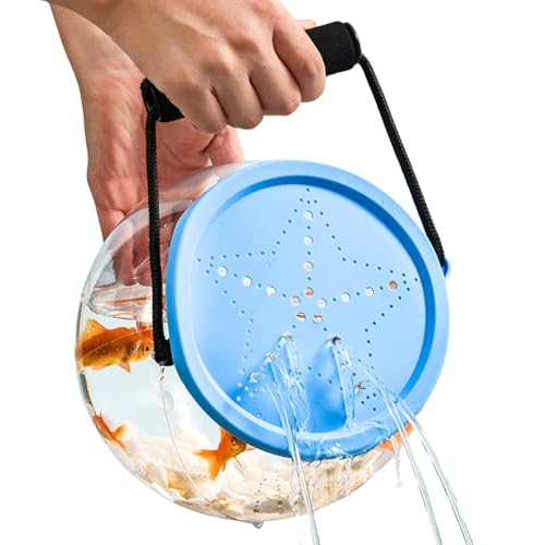 Reisefischtank Fischtransportbehälter Fischeimer Atmungsaktiver Transparenter Tragebehälter Tragbarer Köderbehälter,für Aquarien Zuhause Outdoor Schreibtisch Unterwegs (Blau) von Denxahao