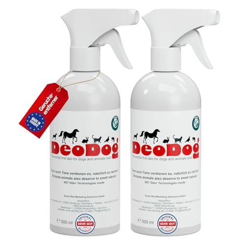 DeoDog Premium Geruchsentferner I 2X 500ml I Tiergeruch - Hundegeruch neutralsieren I Hundeparfüm - Geruchsneutralisierer Auto, Sofa, Couch – Textilerfrischer Spray, Anti Urin mit Tiefenwirkung von DeoDog