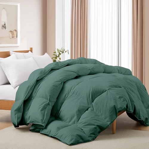 Deodar Bettdecke Daunendecke 135x200 | Ganzjahresdecke mit Daunen Federn 1135 GR. | Flaumige Steppdecke Schalfdecke 100% Baumwoll Bettbezug Atmungsaktiv & Waschbar | Öko-Tex RDS | Grün von Deodar