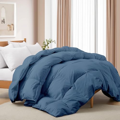 Deodar Bettdecke Daunendecke 200x220 | Ganzjahresdecke mit Daunen Federn 1135 GR. | Flaumige Steppdecke Schalfdecke 100% Baumwoll Bettbezug Atmungsaktiv & Waschbar | Öko-Tex RDS | Marineblau von Deodar