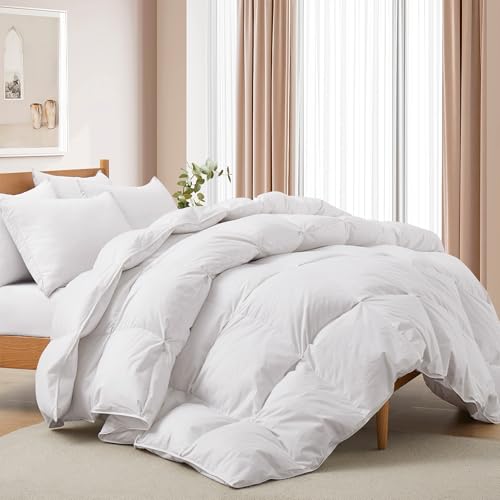 Deodar Bettdecke Daunendecke 200x220 | Ganzjahresdecke mit Daunen Federn 1135 GR. | Flaumige Steppdecke Schalfdecke 100% Baumwoll Bettbezug Atmungsaktiv & Waschbar | Öko-Tex RDS | Weiß von Deodar