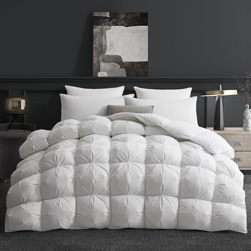 Deodar Bettdecke Ganzjahresdecke 155x220, Daunendecke mit 1300g Daunen|Feder Füllung, 100% Baumwolle Bettzug, 3D Flaumige Konstruktion Atmungsaktiv Warm, Waschbar, Öko-Tex, RDS, Weiß von Deodar