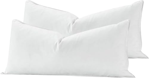 Deodar Daunenkissen Federkissen 40x80 |2er Set| Für Allergiker Geeignet | 3 Kammer Atmungsaktiv Hotel Qualität Kopfkissen | 720g Füllungen | Baumwollbezug | Waschbar | Öko-Tex RDS Zertifiziert von Deodar