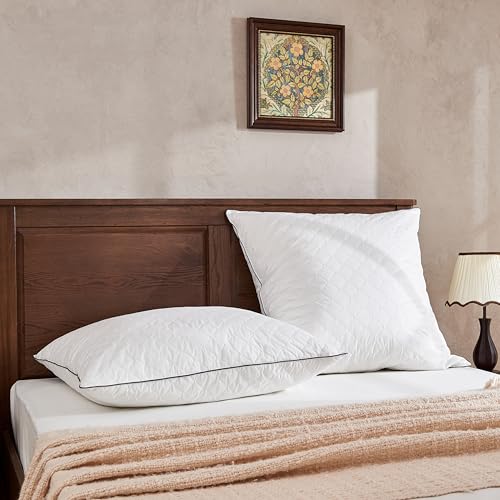 Deodar Daunenkissen Federkissen 80x80, 100% Feder- und Daunenfüllung Schlafkissen Luxus Hotel Dekokissen, 3-Kammer Atmungsaktiv, Baumwollbezug, Waschbar, Öko-Tex und RDS Zertifiziert, 2er Pack von Deodar