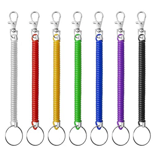 Deolven Spirale Schlüsselring,7er Pack Stretchy Chlüsselanhänger mit Spiralkabel Angeln Lanyard Farbige Plastik Schlüsselbund Frühling Flexiblem Schlüsselkette für Schlüssel Fackelzange Schularbeit von Deolven