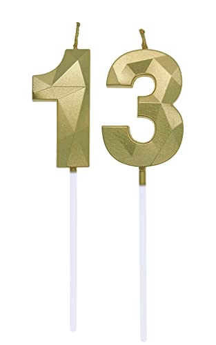 Geburtstagskerzen Zahlen 1 und 3, 1. order 3. Geburtstag Zahl Kerzen 13. Geburtstagskerzen Cake Topper 31. Geburtstag Kuchendeko Kuchen Dekoration, für Hochzeit Party Hochzeit Jahrestag Feier Gold von Deolven