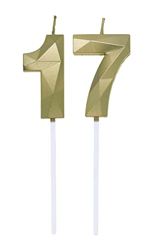 Geburtstagskerzen Zahlen 1 und 7, 1. order 7. Geburtstag Zahl Kerzen 17. Geburtstagskerzen Cake Topper 71. Geburtstag Kuchendeko Kuchen Dekoration, für Hochzeit Party Hochzeit Jahrestag Feier Gold von Deolven