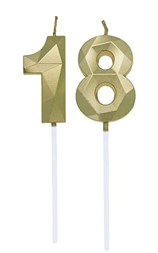 Geburtstagskerzen Zahlen 1 und 8, 1. order 8. Geburtstag Zahl Kerzen 18. Geburtstagskerzen Cake Topper 81. Geburtstag Kuchendeko Kuchen Dekoration, für Hochzeit Party Hochzeit Jahrestag Feier Gold von Deolven