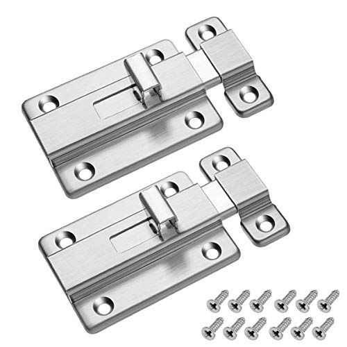 Türriegel,Mini Bolzenriegel 2er Pack Edelstahl Edelstahl Riegel mit Schrauben Schiebetürschloss Torschieber Türschieber Schieberiegel für Badezimmer Toilette Schuppen Schlafzimmer Schnappriegel 3” von Deolven