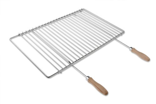 Deos-grill Edelstahl Grillrost mit Verstellbarer Breite 50-70x37cm aus Europäischem Edelstahl mit Holzgriffen, Grillrost verstellbar, Grillrost Rostfrei von Deos-grill