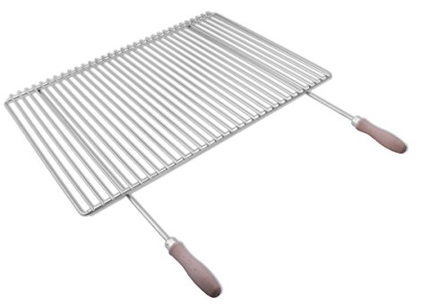 Edelstahl Grillrost mit verstellbarer Breite 65-90X45cm aus Europäischem Edelstahl mit Holzgriffen, Grillrost Verstellbar, Grillrost Rostfrei von Deos-grill