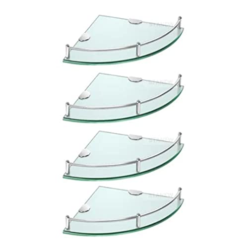 Deosdum 4 Stück Glas-Eckregal Glasregale Badezimmer, Glasregal Wandmontiertes Eck-Duschregal aus Gehärtetem Glas mit Aluminiumschiene von Deosdum