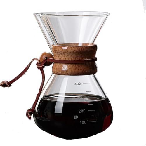 Deosdum Pour Over Kaffeemaschine, 800 Ml V-Ausguss, Holzhals-Kaffeemaschine mit Doppelschichtigem Edelstahlfilter und Skala von Deosdum