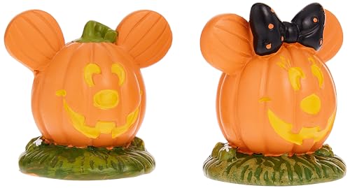 Department 56 Disney Village Halloween Zubehör Pumpkintown Mickey und Minnie Mouse Topiaires Figuren-Set, Harz, Mehrfarbig, 1.75 Inch von Department 56