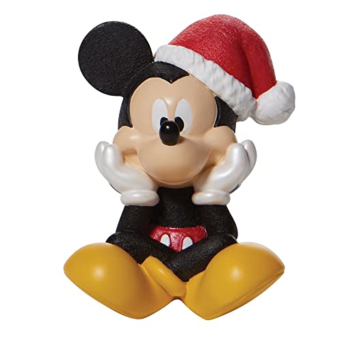 Department 56 Holiday Santa Hat Disney Mickey Mouse Mini-Figur, Steinharz, Mehrfarbig, 3 Inch von Department 56
