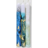 Handgemachte Marmorierte Tafelkerzen Dip Dye Wohndekor | 3Er-Set von DepartmentOfGifting