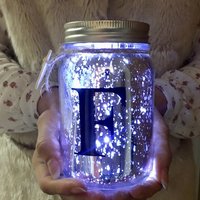 Light Up Monogramm Glas - Nachtlicht-Sparkle Licht-Buchstabe Firefly Glitzer Silber Schein Licht - Lampe - -Exklusive -Handgemalt-Geschenkboxed von DepartmentOfGifting