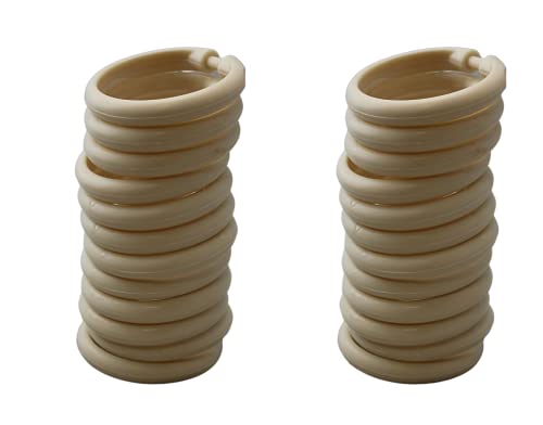 Duschvorhangringe aus Kunststoff, oval, leicht gleitend, 24 Stück, Beige von Dependable Industries inc. Essentials