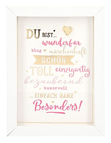 Depesche 11626-002 - Bilderrahmen mit Kompliment, kleiner Deko-Rahmen mit hübschem Spruch, ca. 12 x 9 x 1,9 cm, ideal als Geschenk oder kleine Aufmerksamkeit, Weiß von Depesche