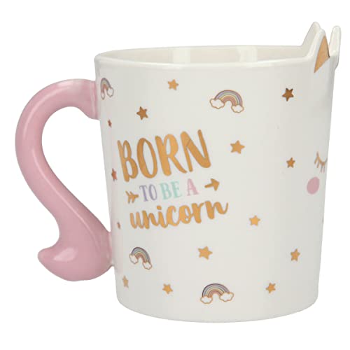 Depesche 11956 Ylvi - Trink-Becher Born to be a Unicorn, Tasse aus Porzellan mit ca. 300 ml Fassungsvermögen, ideal für Kakao, Kaffee, Tee und andere Getränke von Depesche
