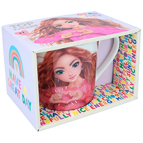 Depesche 12031 TOPModel Self Love - Tasse in Weiß mit Model-Motiv, Regenbogen-Print und Aufschrift, Trinkbecher mit Henkel aus Porzellan, Füllmenge: ca. 300 ml, ca. 13,8 x 10 x 9,5 cm von Depesche