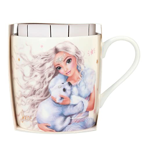 Depesche 12033 TOPModel Iceworld - Tasse in Weiß mit Model-Motiv, Eisbären-Ohren und Goldaufdruck, Trinkbecher mit Henkel aus Porzellan, Füllmenge: ca. 300 ml von Depesche