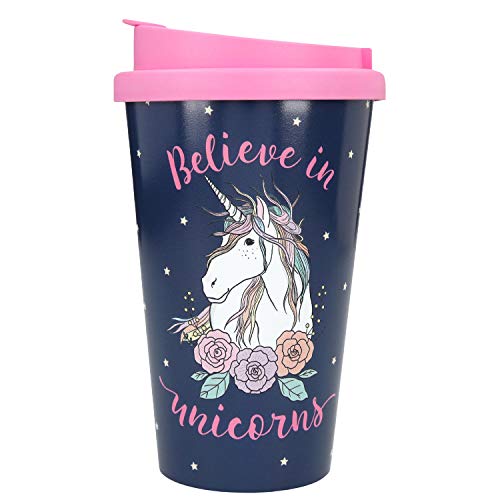 Depesche 2180.009 To-Go Becher aus Kunststoff mit Spruch, 350 ml, wiederverwendbar, Believe in Unicorns von Depesche