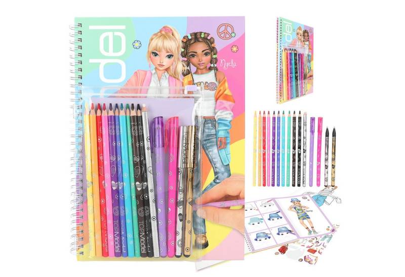 Depesche Malvorlage DEPESCHE TOPModel Malbuch-Set mit Stickern von Depesche