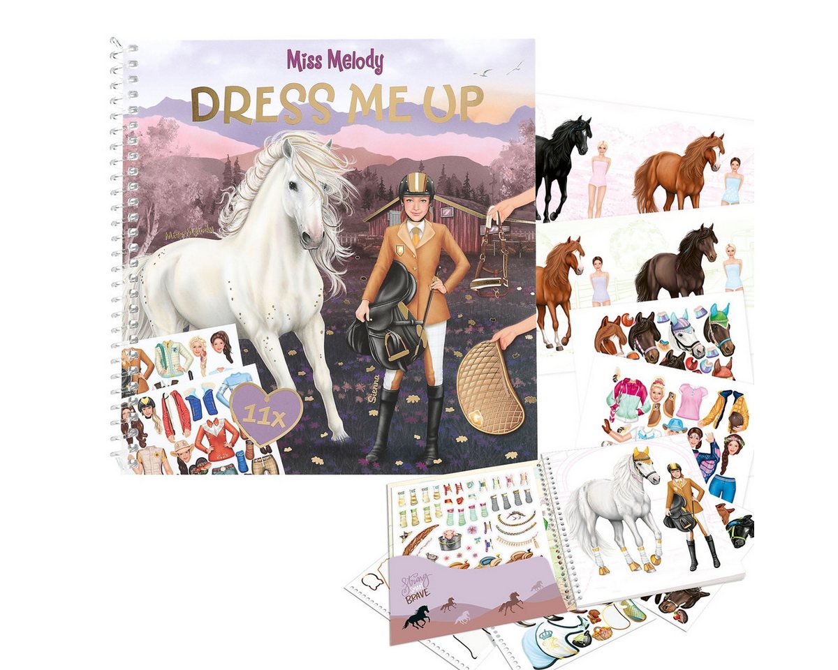 Depesche Malvorlage Miss Melody Pferde Dress me up Malbuch Buch inkl. Sticker Ausmalbuch (1-St) von Depesche